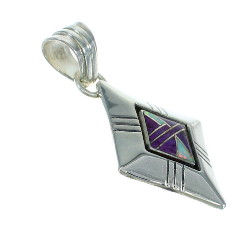 Authentic Sterling Silver Magenta Turquoise Opal Inlay Pendant RX67007